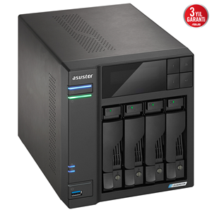 ASUSTOR 4diskli Celeron QC- 4GB RAM-2-2.5GbE Nas Server AS6704T