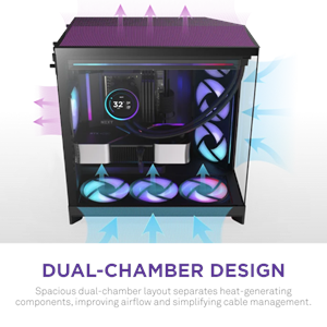 NZXT H9 FLOW RGB 2025 CM-H92FB-R1 Dual Chamber Gaming EATX PC Kasası