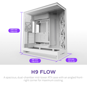 NZXT H9 FLOW 2025 CM-H92FW-01 Gaming Mid-Tower PC Kasası Beyaz
