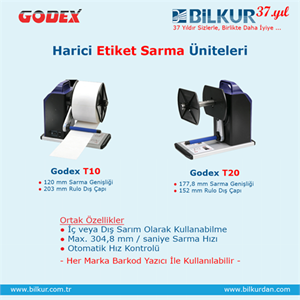 GODEX T-20 178mm 5kg İç/Dış Sarım Otomatik Harici Etiket Sarma Ünitesi