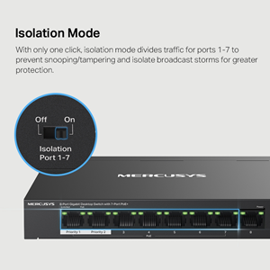 MERUCYS 8port PoE 65W Gigabit Yönetilemez Switch MS108GP