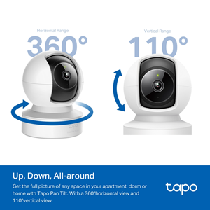 TP-LINK 4MP Pan/Tilt 360° Yatay Kapsama 12m IR Wıfı Ethernet Çift Yönlü Ses 512GB microSD Destekli İç Mekân IP Kamera TAPO C222