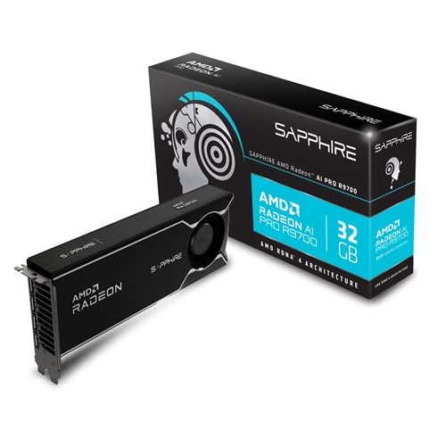 SAPPHIRE 32GB AI PRO R9700 32358-01-20G GDDR6 256bit 4X-DP PCIE 4.0 YAPAY ZEKA EKRAN KARTI