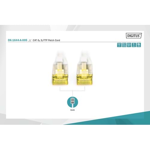 DIGITUS 0.5metre CAT7(CAT6A) S-FTP DK-1644-A-005 Gri Patch Kablo (10'lu Paket)