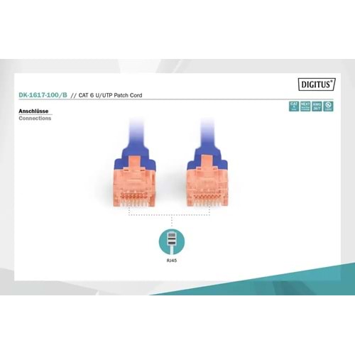 DIGITUS 10metre CAT6 Utp DK-1617-100/B Mavi Patch Kablo
