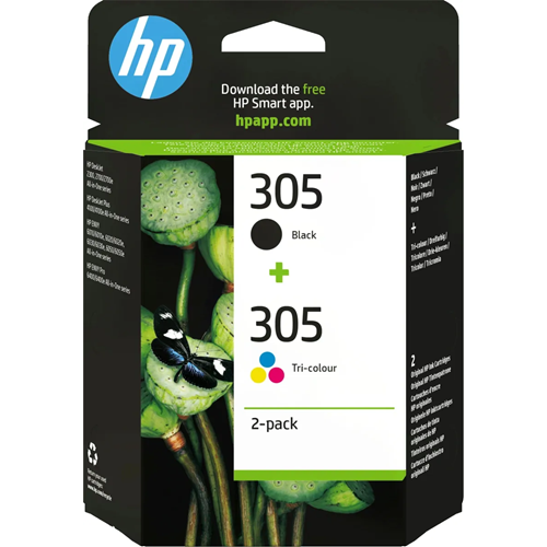 HP 6ZD17A No 305 2'li Paket Üç Renk Siyah Orijinal Mürekkep Kartuşu