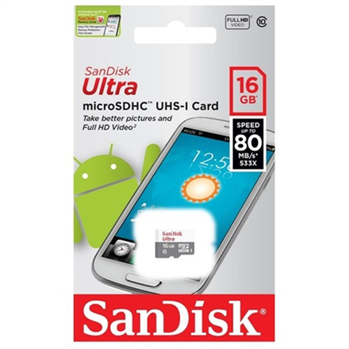 SANDISK 16GB ULTRA SDSQUNS-016G-GN3MN 80MB/s MicroSD Hafıza Kartı