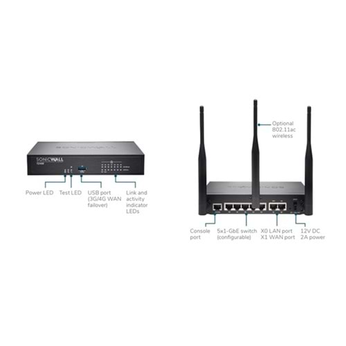 SONICWALL TZ400 01-SSC-0213 Adv Gateway Sec 5651Log. 2yıl Lisans 7x1GbE, 1 USB, 1 Console UTM Firewall 