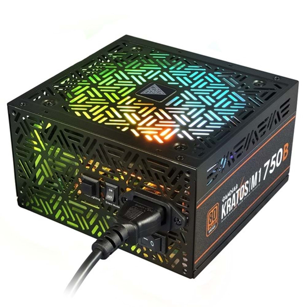 GAMDIAS 750W 80 BRONZE KRATOS M1-750B 12cm RGB Fanlı Power Supply