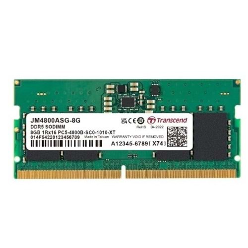 TRANSCEND 8GB DDR5 4800MHZ CL22 NOTEBOOK RAM VALUE JM4800ASG-8G