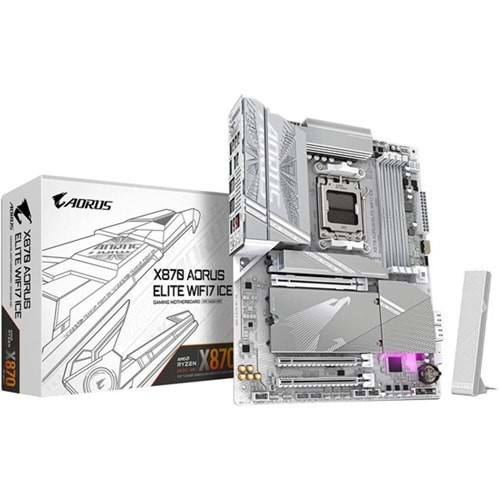 GIGABYTE X870 AORUS ELITE WIFI-7 ICE DDR5 HDMI DP PCIe 16X v5.0 AM5 ATX