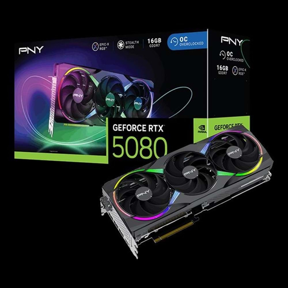 PNY RTX5080 16GB EPIC-X RGB VCG508016TFXXPB1-O GDDR7 256bit HDMI DP PCIe 5.0