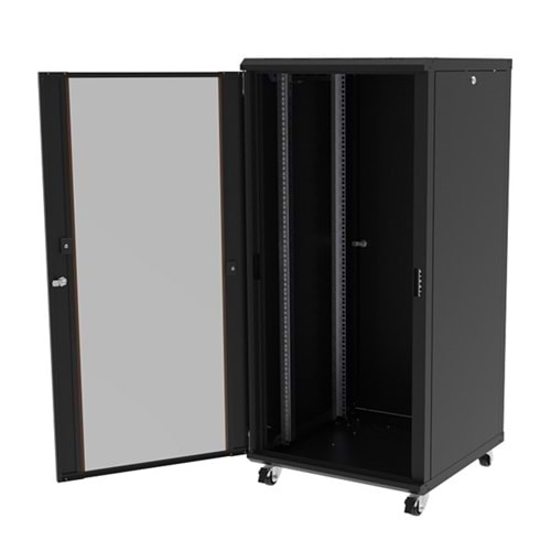 AGER 20U + 2li Fan 600x600mm Dikili Tip Siyah Kabinet Agena AG-AN20U6060S1 Cam Kapak