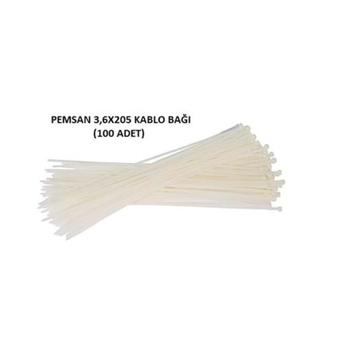 PEMSAN 3,6*205 100'lü Paket KABLO BAĞI SİYAH
