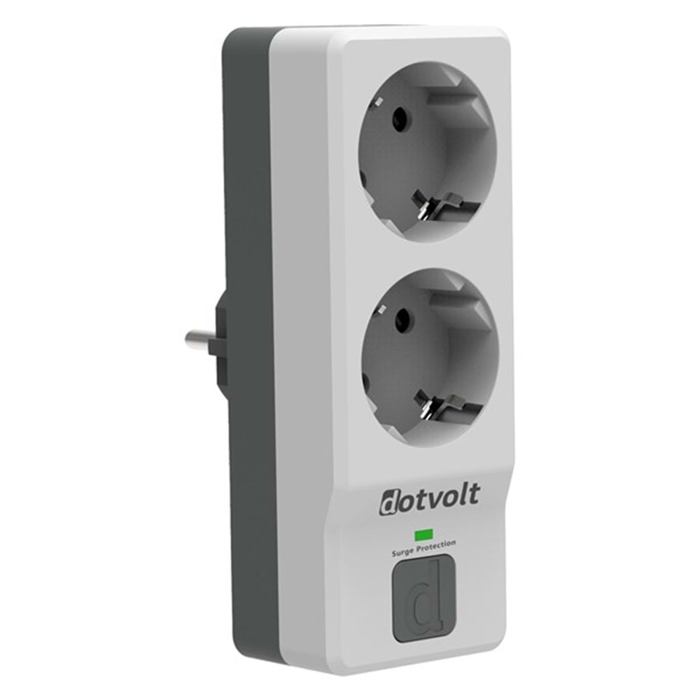 DOTVOLT 2-li Surge Hunter 350 Joules Akım Koruma Prizi 1.5metre Siyah