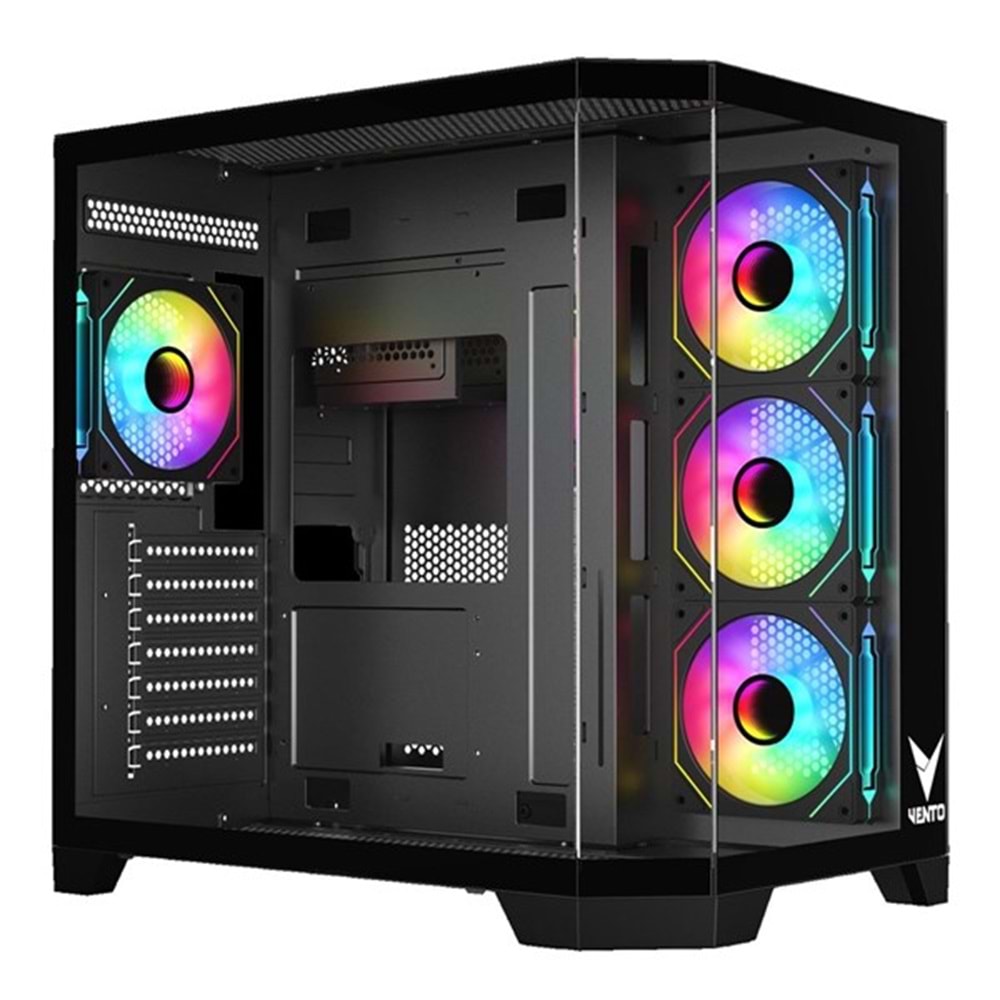 VENTO 850w 80+ BRONZE VG4204FA Panoramik Gaming Mid-Tower PC Kasası Siyah 