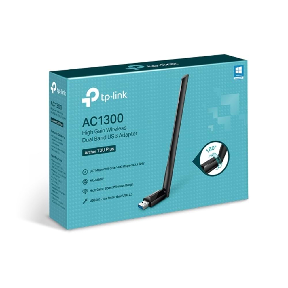 TP-LINK ARCHER T3U PLUS 1300mbps Dual Band USB Kablosuz Adaptör