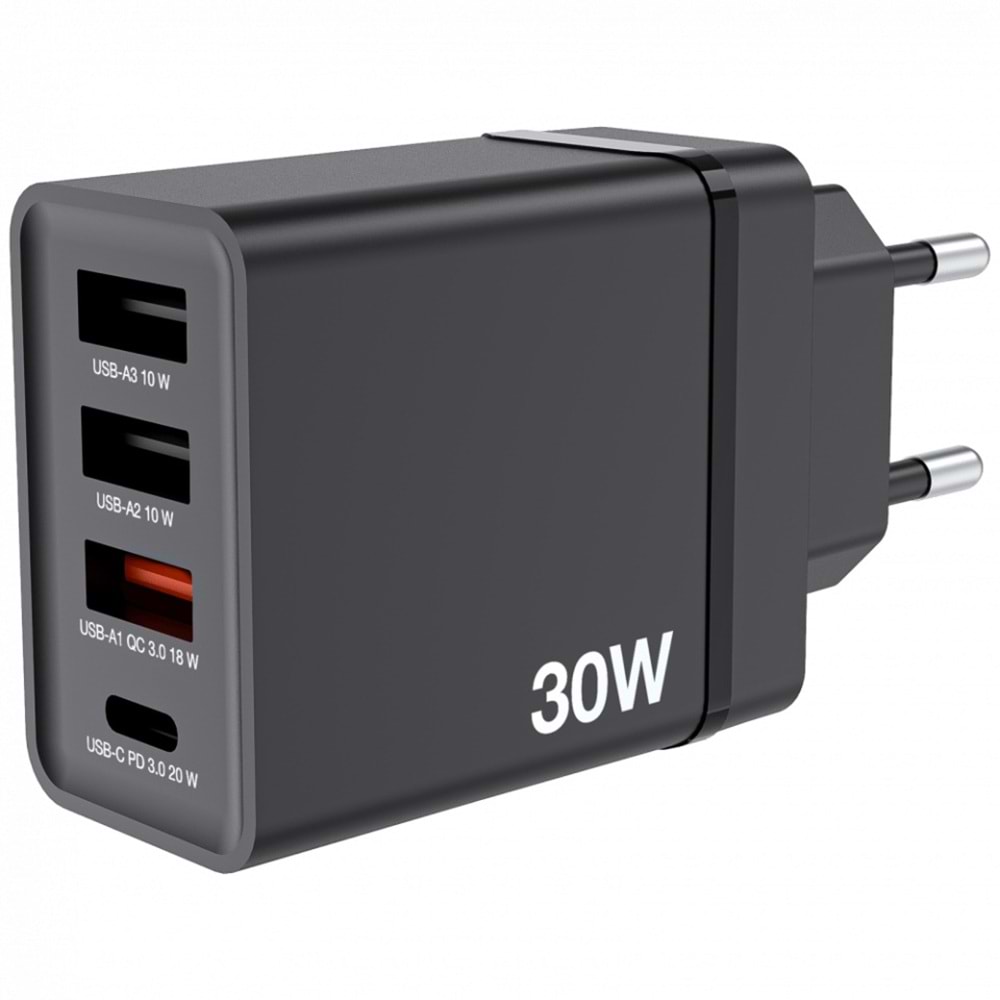 VERBATIM CHR-30EU1 30W 4 Bağlantı Noktalı USB Duvar Şarj Cihazı - Siyah