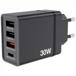 VERBATIM CHR-30EU1 30W 4 Bağlantı Noktalı USB Duvar Şarj Cihazı - Siyah