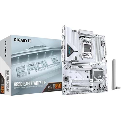 GIGABYTE B850 EAGLE WIFI7 ICE DDR5 HDMI-DP TYPEC PCIE 5.0 AM5 ATX BEYAZ