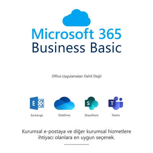 MICROSOFT 365 Business Basic Lisans 1yıl 1kullanıcı 