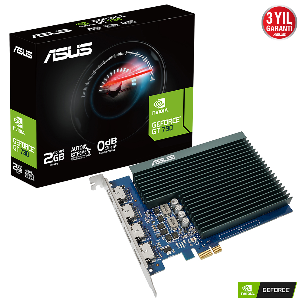 ASUS GT730 2GB 4H-SL-2GD5 GDDR5 64bit 4X HDMI PCIe 16X v2.0 Fansız 