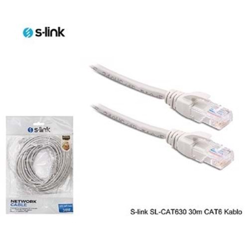 S-Lınk Sl-Cat630 30 Mt Utp Cat6 Patch Kablo Grı