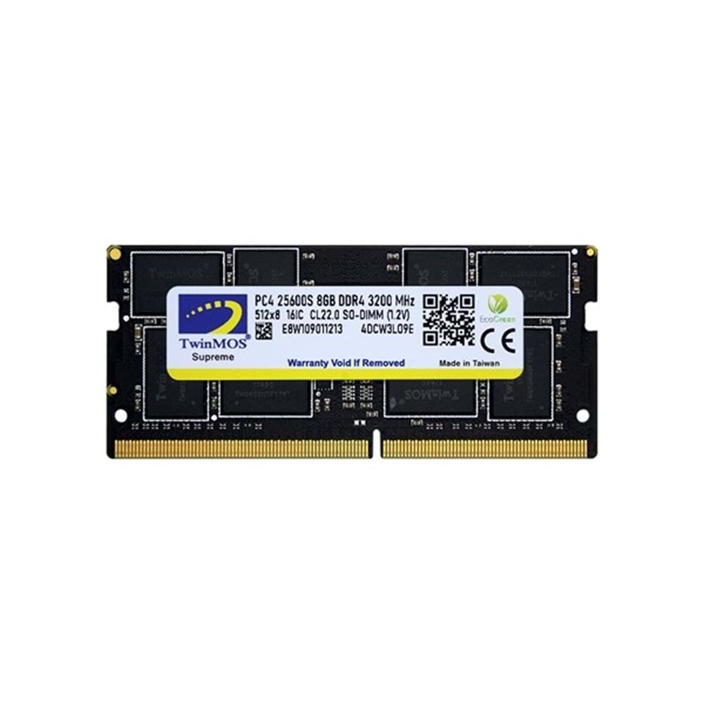 TWINMOS 8GB DDR4 3200Mhz NOTEBOOK RAM VALUE MDD48GB3200N