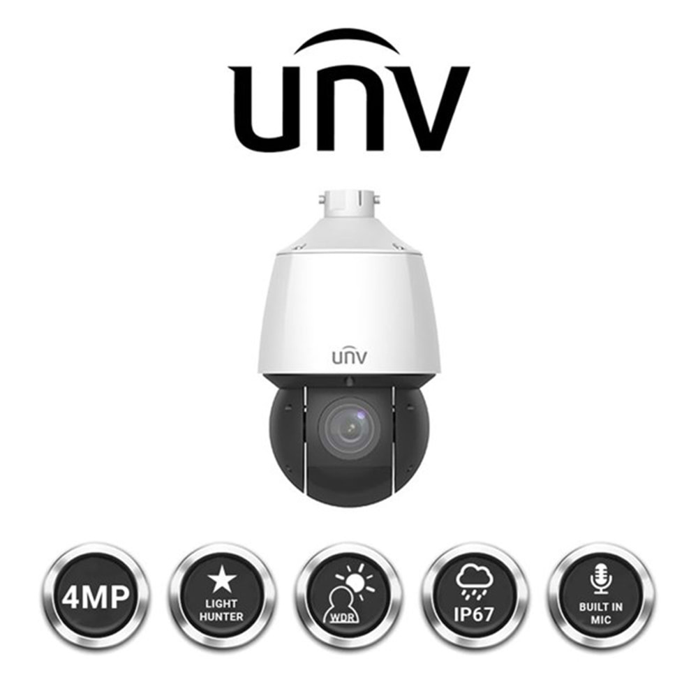 UNV 4MP IPC6424SR-X25-VF-B LightHunter 25X Optık Zoom 4.8Mm-120Mm 100 Mt Ip67/Ik10 Ip Speed Dome Kamera