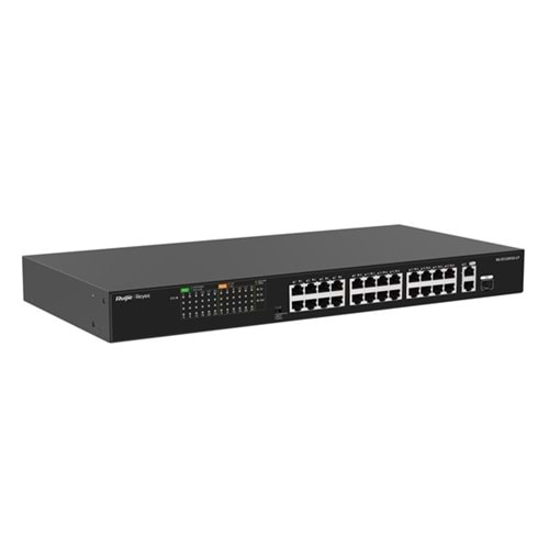 RUIJIE REYEE 24port RG-ES126FGS-LP 10/100 2-UPLINK 1-SFP 180W YÖNETİLEMEZ POE SWITCH