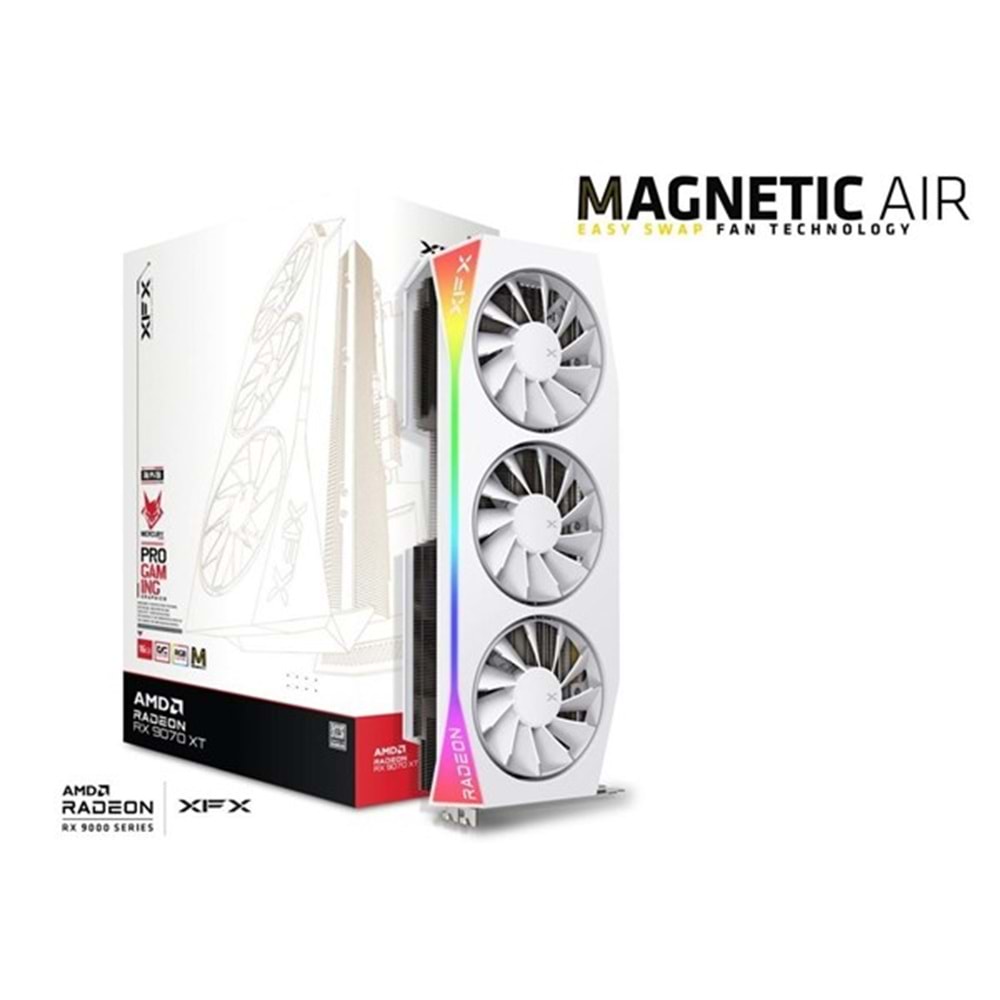 XFX 16GB RX9070XT MAGNETIC AIR OC WHITE RX-97TMARGW9 GDDR6 256Bit RGB PCIE 5.0 BEYAZ