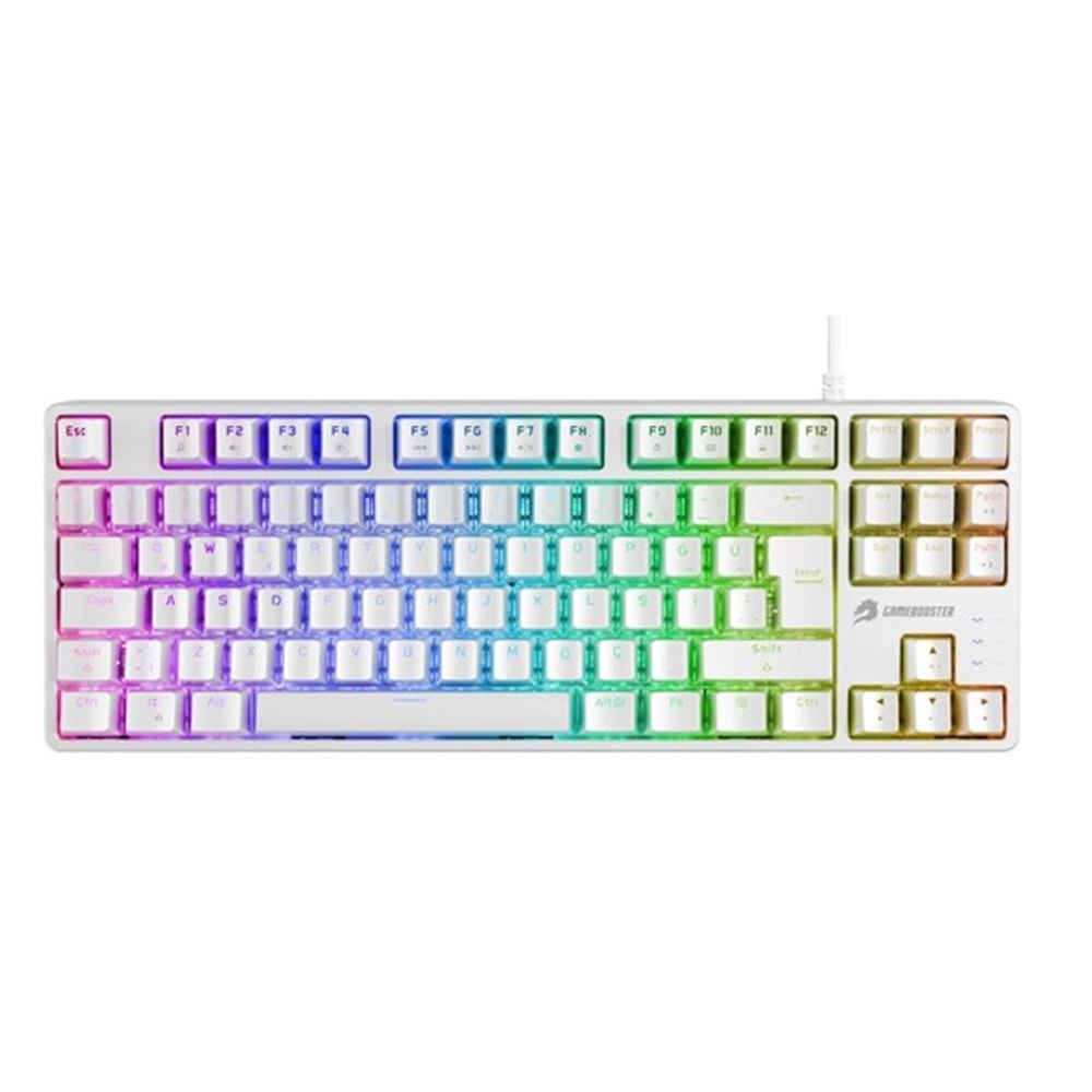 GAMEBOOSTER G23W Enigma TKL Rainbow Aydınlatmalı Red Switch Mekanik Beyaz Oyun Klavyesi