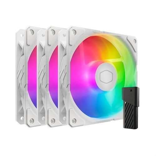 COOLERMASTER SICKLE FLOW MFX-B2DW-253P2-R2 ARGB 3-lü KASA FANI-KONTROL ÜNİTESİ BEYAZ