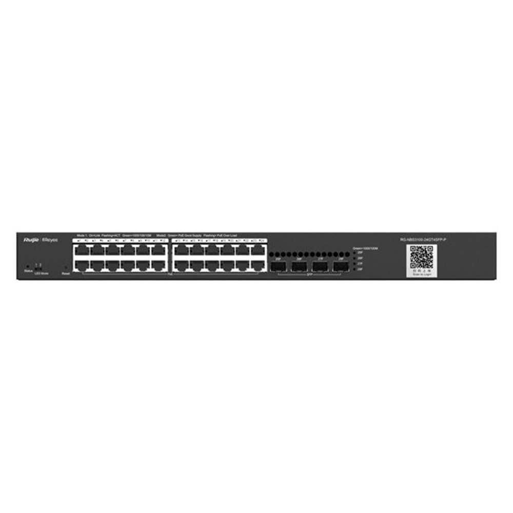 RUIJIE 24port REYEE RG-NBS3100-24GT4SFP-P GIGABIT 4-SFP 370W YÖNETİLEBİLİR POE SWITCH