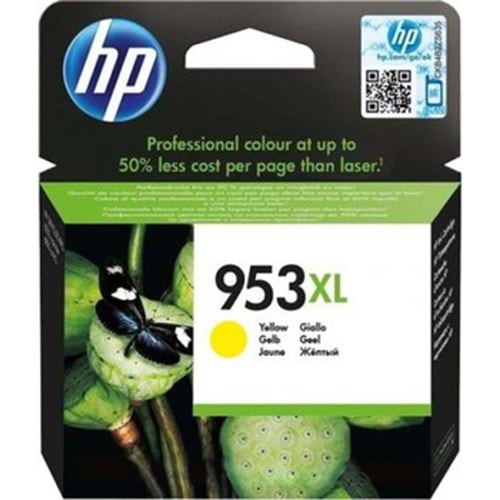 HP 953XL Sarı Orijinal Yüksek Kapasiteli Mürekkep Kartuşu (F6U18AE)
