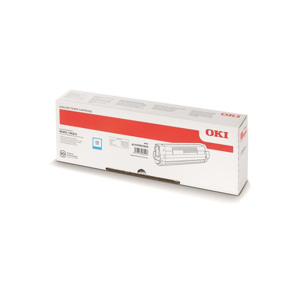OKI MC853 / MC873 Cyan Orijinal Toner Kartuşu (7.300 Sayfa) - 45862839
