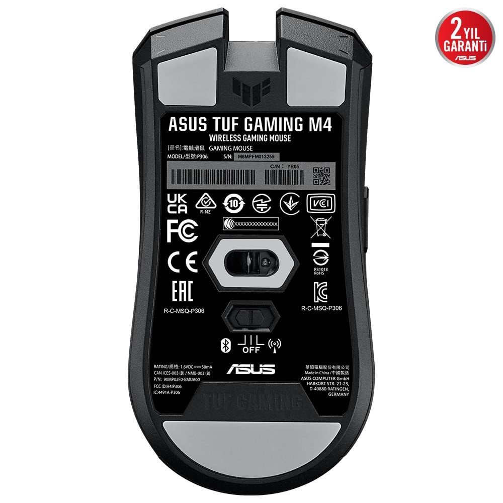 ASUS TUF Gaming M4 Wireless P306 90MP02F0-BMUA00 12000 DPI Kablosuz Gaming Mouse Siyah