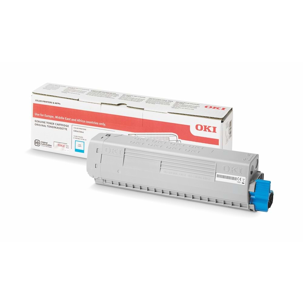 OKI 46861307 C834/C844 Cyan Yüksek Kapasiteli Orijinal Toner 10.000 Sayfa