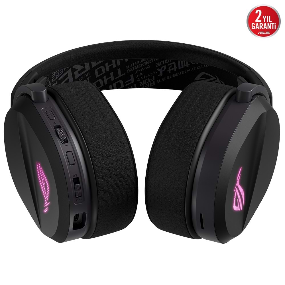 ASUS ROG Pelta Siyah Hafif (2.4GHz / Bluetooth / USB-C) ARGB Kablosuz Oyuncu Kulaklığı / 90YH0410-BHUA00