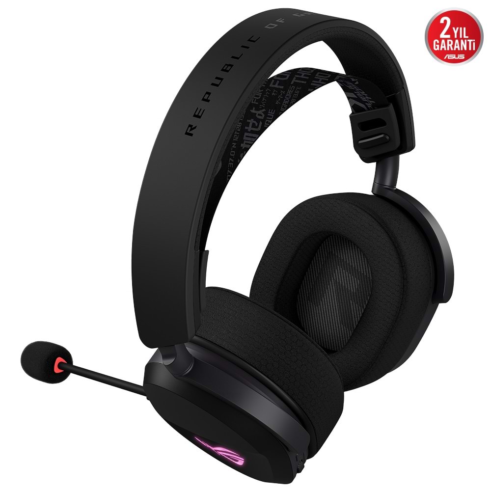 ASUS ROG Pelta Siyah Hafif (2.4GHz / Bluetooth / USB-C) ARGB Kablosuz Oyuncu Kulaklığı / 90YH0410-BHUA00