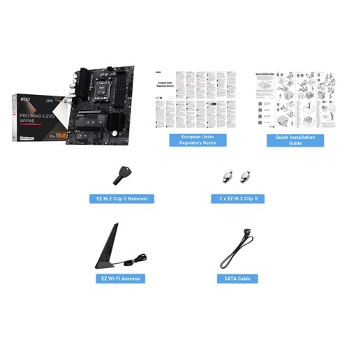 MSI PRO B840-S EVO WIFI6E DDR5 HDMI-TYPEC PCIE 4.0 AM5 ATX
