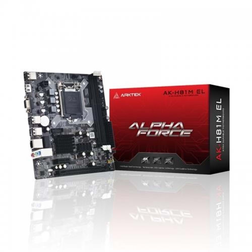 ARKTEK H81 ALPHA FORCE AK-H81M EL DDR3 HDMI PCIE 2.0 1150P mATX