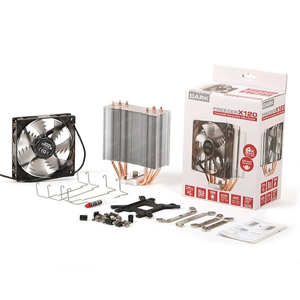 DARK 120mm Freezer X120 DKCCX120 LED Hava Soğutmalı AM5-1851p İşlemci Fanı