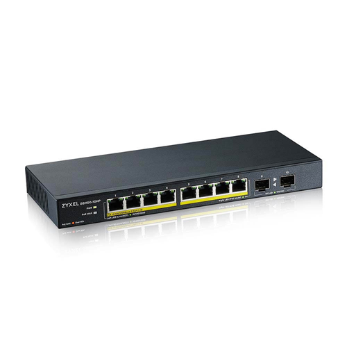 ZyXEL 8port PoE 130w 2-SFP Gigabit Yönetilemez Switch GS1100-10HP