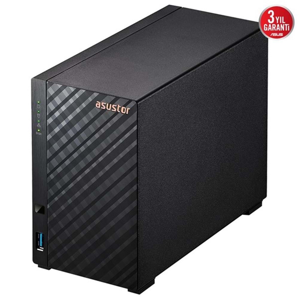 ASUSTOR 2diskli Realtek QC-1GB RAM-Gigabit Nas Server AS1102TL