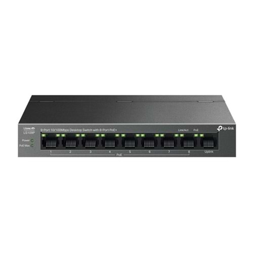 TP-LINK 8port PoE 63w 10/100 Yönetilemez Switch LS109P
