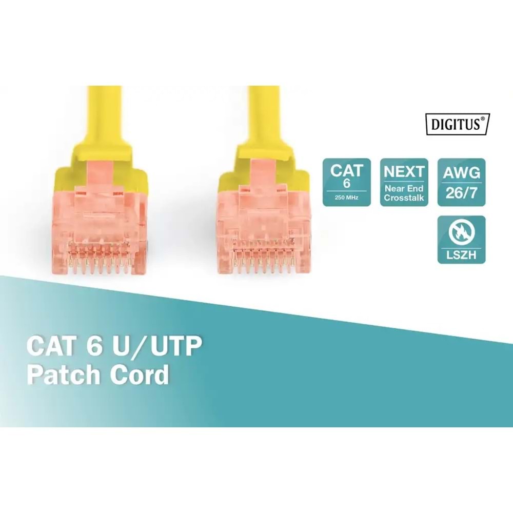 DIGITUS 0.5metre CAT6 Utp DK-1617-005/Y Sarı Patch Kablo (10'lu Paket)