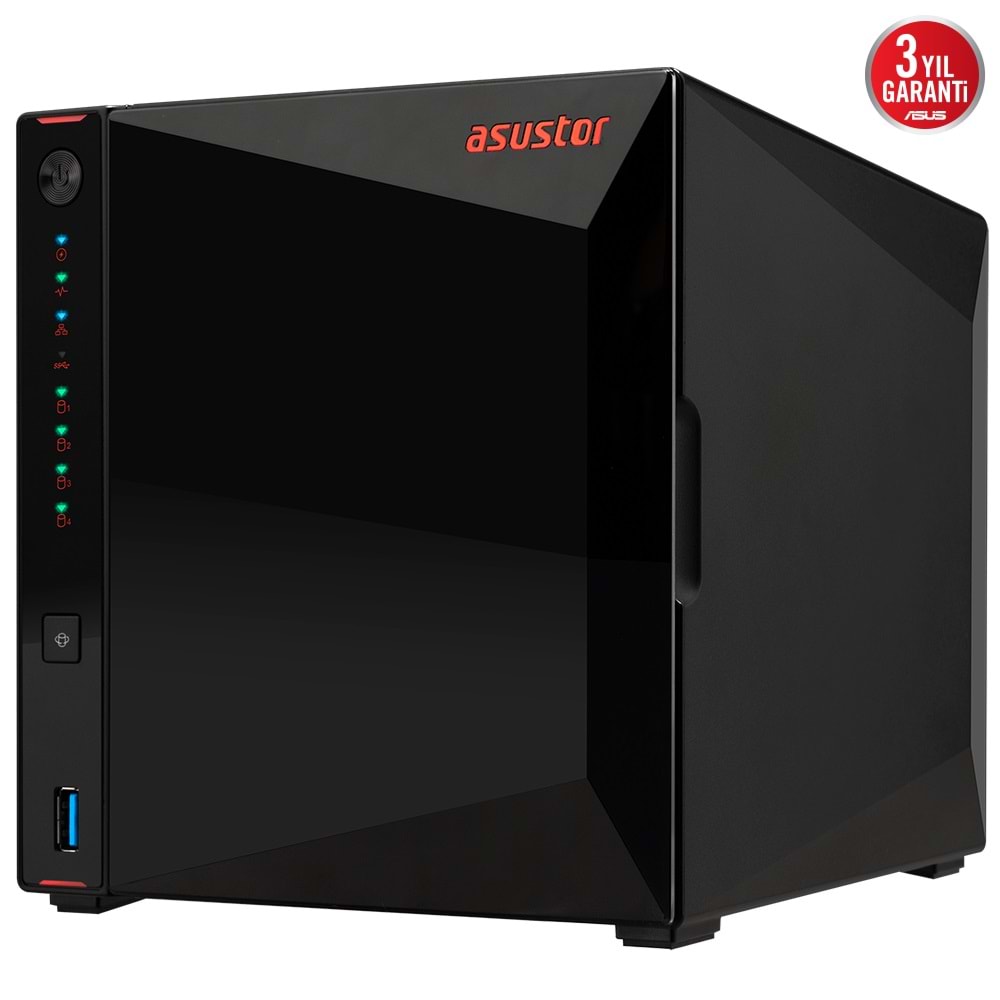 ASUSTOR 4diskli Celeron N5105 QC-4GB RAM-2-2.5GbE Nas Server AS5404T