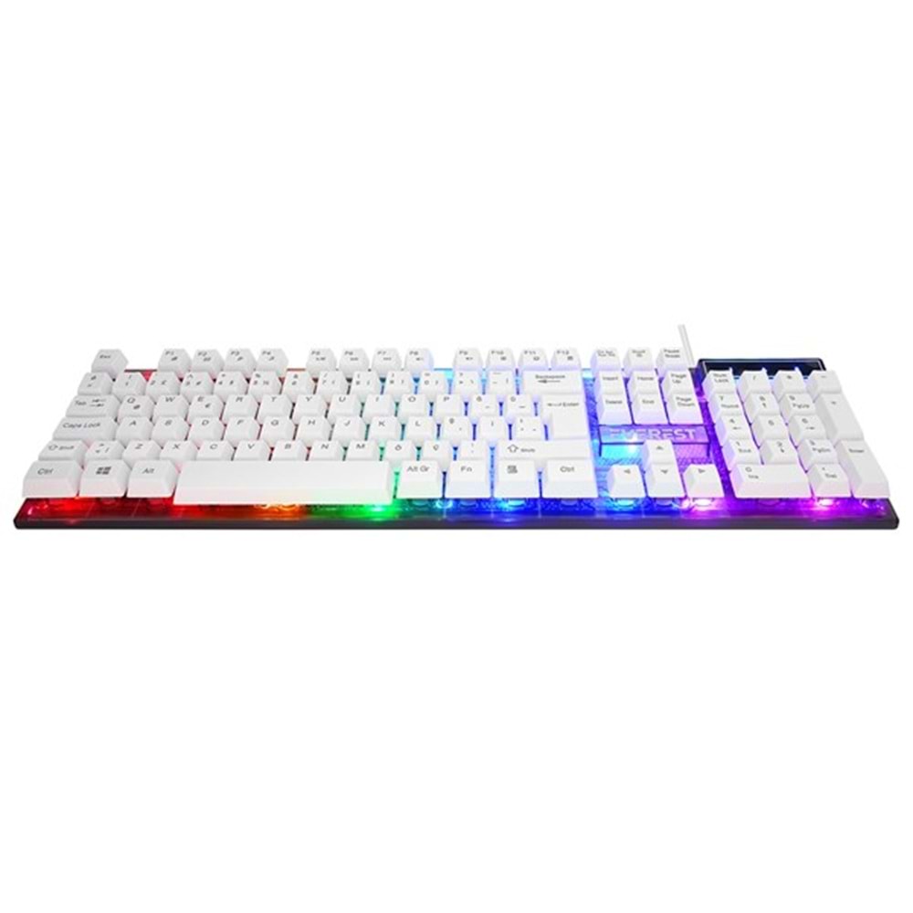 EVEREST KM-198 Kablolu USB Q Trk Beyaz Gaming Klavye - Mouse Set