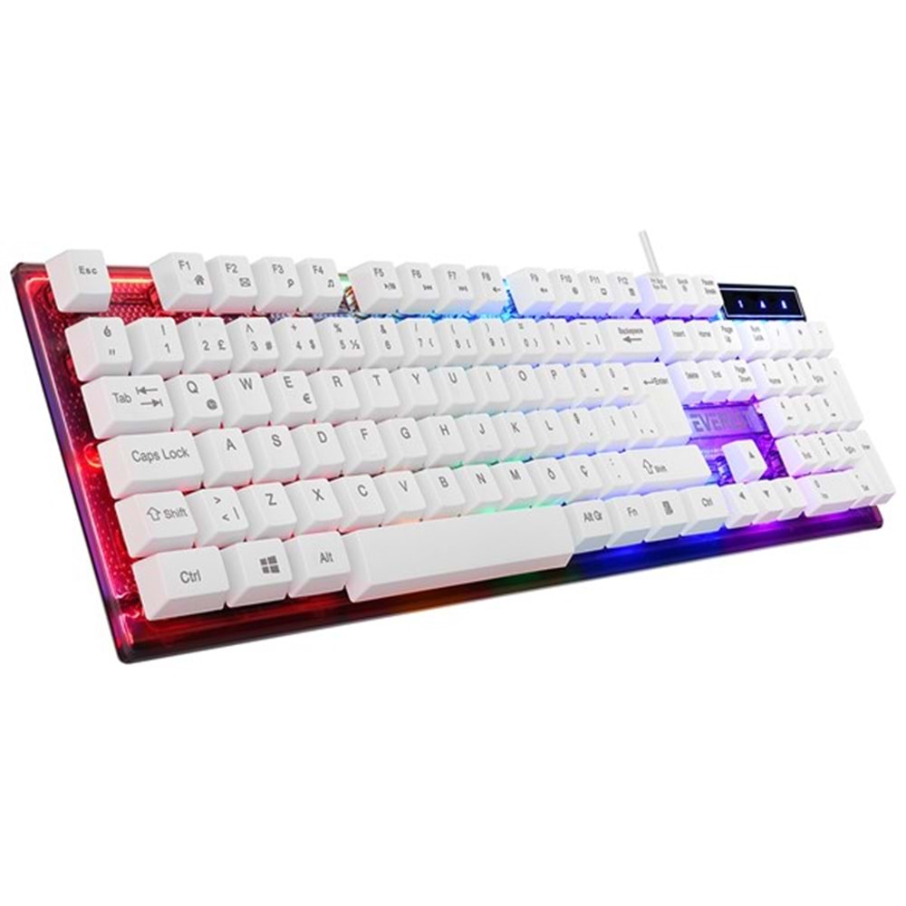EVEREST KM-198 Kablolu USB Q Trk Beyaz Gaming Klavye - Mouse Set